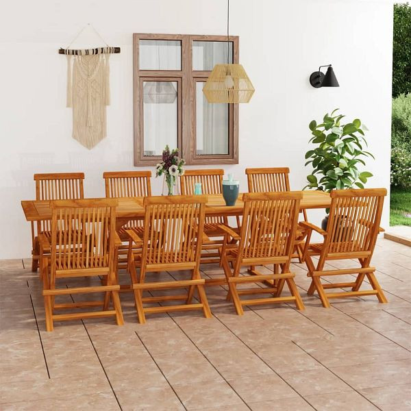 vidaXL 9-teilig Garten-Essgruppe Teak Massivholz, 3059613