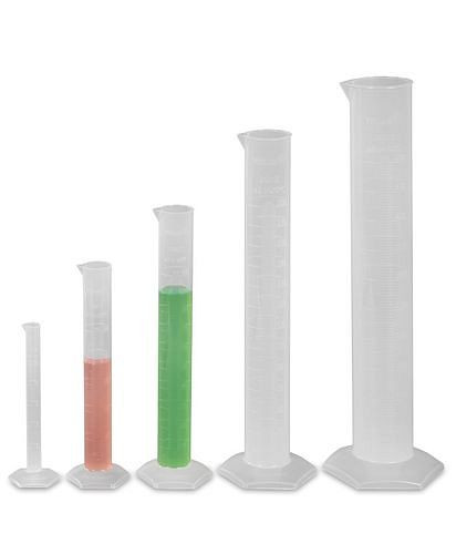 DENIOS Messzylinder aus PP, hohe Form, Klasse, lebensmittelecht, 500 ml, VE: 3 Stück, 281902