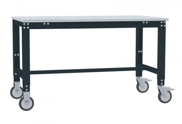 Manuflex Arbeitstisch UNIVERSAL Spezial mobil mit Melaminplatte, BxTxH = 1000 x 600 x 752-972 mm, Anthrazit, AU7301.7016