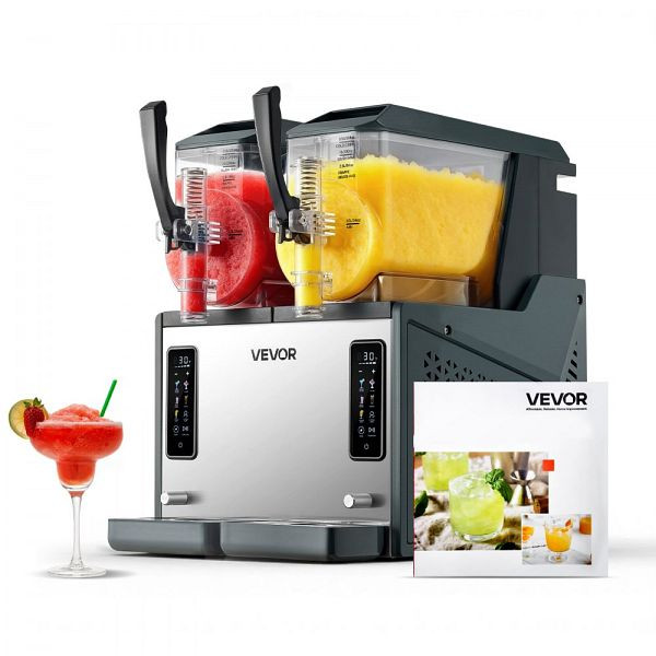 VEVOR Slush Maschine 2x4L, 455W, Elektrische Margarita-Maschine mit Selbstreinigung, für Frozen Margaritas, Frappés, Shakes, CGXXRJ25X24LT0XJF001V2