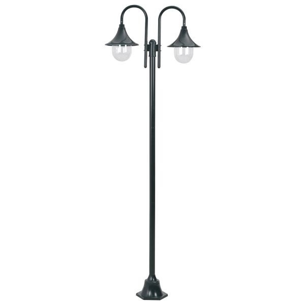 vidaXL Garten-Pollerleuchte E27 220 cm Aluminium 2-Laterne Dunkelgrün, 44217
