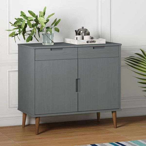vidaXL Sideboard MOLDE Grau 90x40x80 cm Massivholz Kiefer, 350548