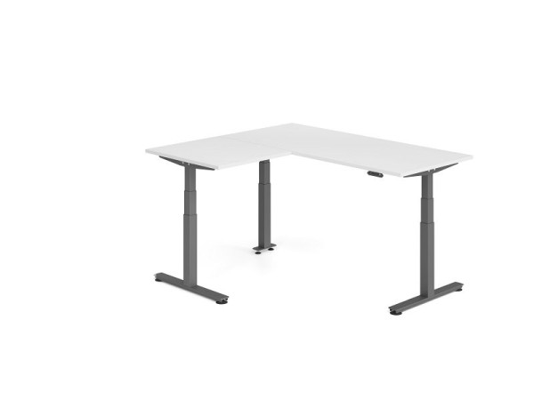 Hammerbacher Sitz-Steh-Winkeltisch 160x180cm Weiß/Graphit, VXDSMW1908/W/G