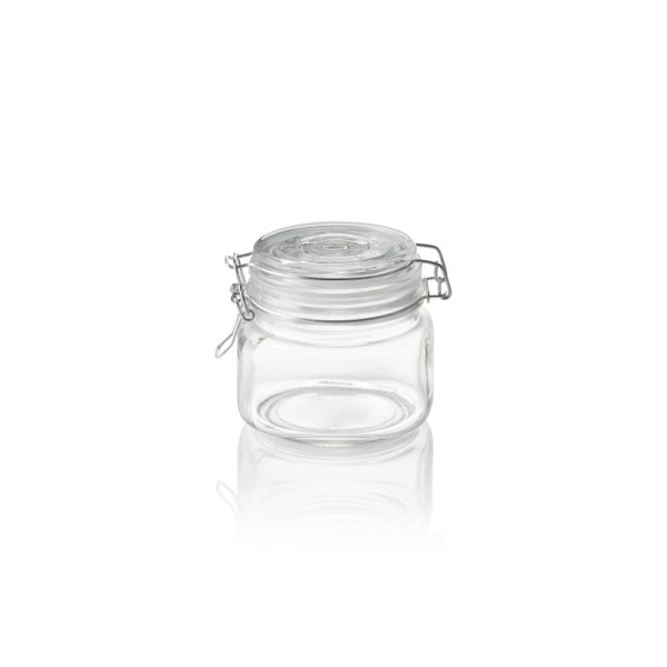 WAS Vorratsglas, 0,5 L, Ø 9 cm, Höhe 10 cm, Glas, Edelstahl, Silikon, 1814050