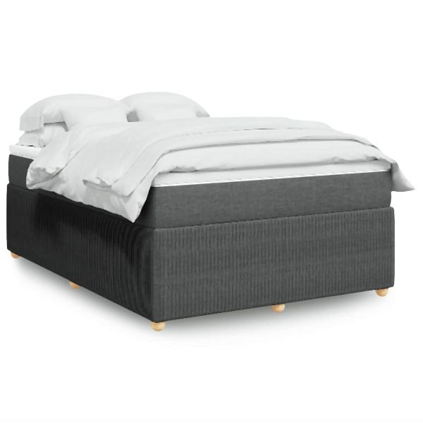 vidaXL Boxspringbett mit Matratze Dunkelgrau 160x200 cm Stoff, 3285582