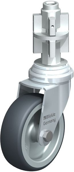 Blickle LRA-TPA 75G-E05 Apparate-Lenkrolle mit Expander, Thermoplastisches Gummi-Elastomer, Grau, 680926