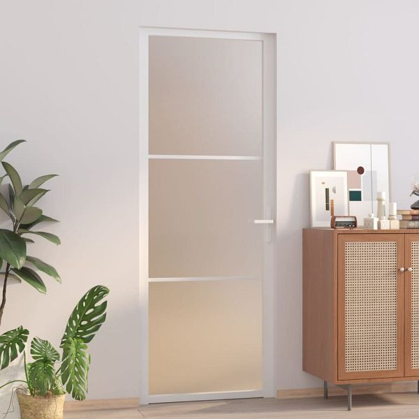 vidaXL Innentür 76x201,5 cm Weiß Mattglas und Aluminium, 350576
