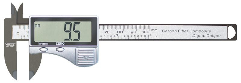 Vogel Germany Elektronischer Digital-Messschieber aus nicht leitfähigem Carbon-Fiberglas, 100 mm / 4 inch, 202202