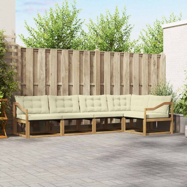 vidaXL Outdoor-Sofagarnitur mit Kissen 5-teilig Weiß und Creme, 3388692
