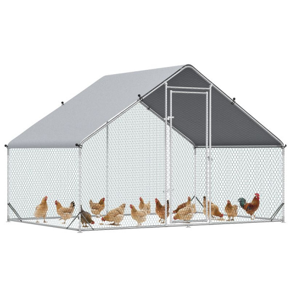 PawHut Hühnerstall, Freilaufgehege, Geflügelstall mit Schattenfach, Freigehege für 4-6 Hühner, Enten, Kaninchen, 3 x 2 x 2 m, D51-277