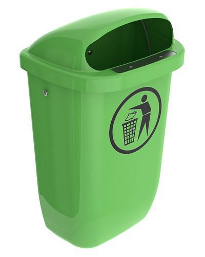 SULO Abfallkorb aus Polyethylen (PE), zur Wandmontage, 50 Liter Volumen, grün, 116028