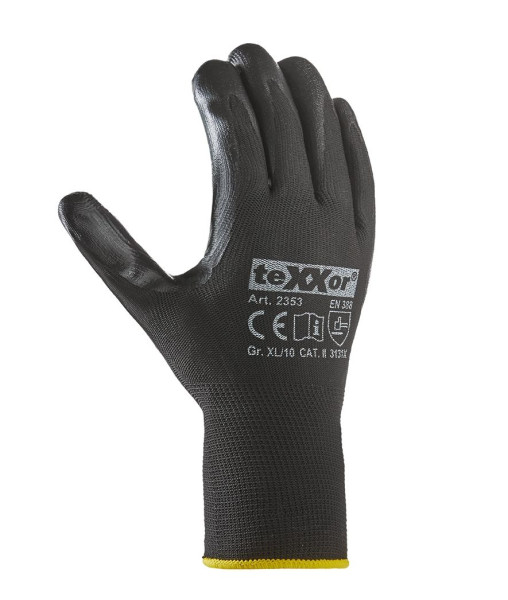 teXXor Nitril-Handschuhe POLYESTER schwarz, Größe: 7, VE: 144 Paar, 2353-7