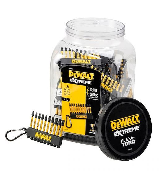 DeWalt Flexvolt 10-teilig KeyRing mit Flextorq Schrauberklingen 57mm, gemischt, VE: 50 Stück, DT7275-QZ