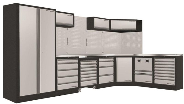 Kraftwerk Mobilio 7er Kombi, 1x Hochschrank, Werkstattwagen, Eckschrank, Edelstahl-Platte, 3964PIX