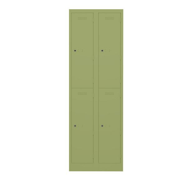 Bisley Garderobenschrank Primary Locker, 2 Abteile mit je 2 Fächern übereinander, 604 grün, PL3050D2604