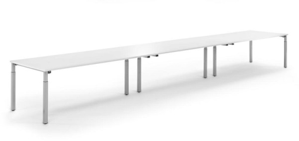 Deskin Konferenztisch System MODUL, Weiß, 6000 x 1000 x 650 mm, Gestell: Alusilber RAL 9006, 348149