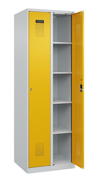 C+P Wäsche-Spind Evolo PLUS, 2 Abteile, 1850x600x500mm, 7035/1004, Verschluss Zylinderschloss, Ablageböden 8, 049000-20B S10027