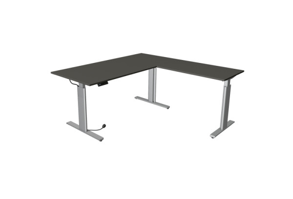 Kerkmann Sitz-/Stehtisch Move 3 silber B 2000 x T 1000 mm mit Anbauelement 1000 x 600 mm, anthrazit, (Montage), 10234413-1
