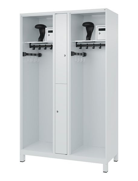 C+P Feuerwehrspind Evolo, Modell MAXI, 2 Abteile, H1850B1200T500 mm, Lichtgrau, Füße, 0496015-020 S10006