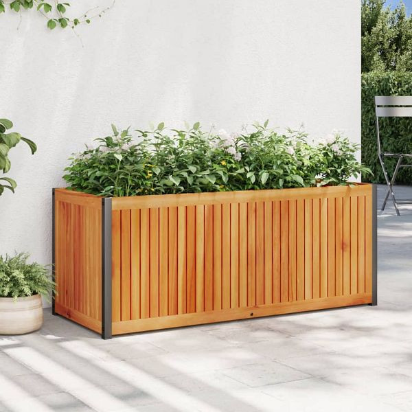 vidaXL Pflanzkübel 110x45x44 cm Massivholz Akazie und Stahl, 367612