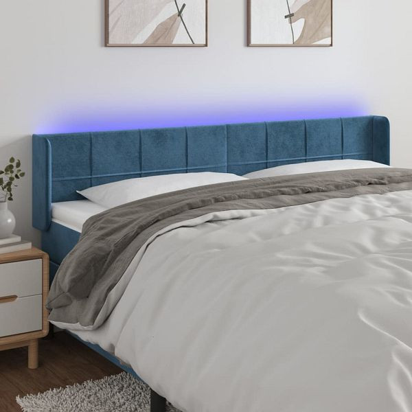 vidaXL LED Kopfteil Dunkelblau 203x16x78/88 cm Samt, 3123306