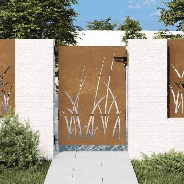 vidaXL Gartentor 85x125 cm Cortenstahl Gras-Design, 153222