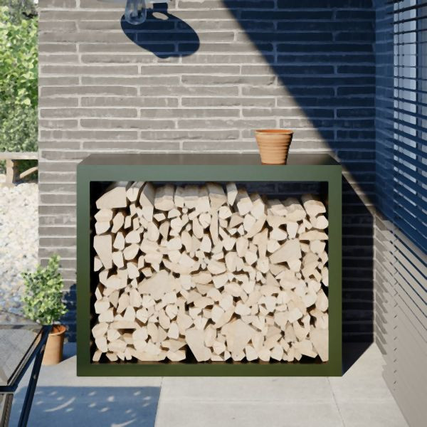 vidaXL Brennholzregal Grün 100x40x80 cm Stahl, ordentliche Lagerung, 850978