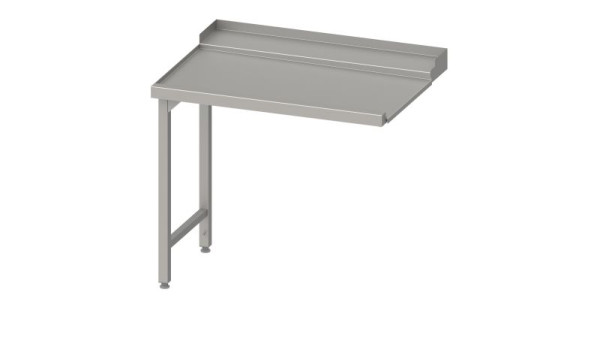 Stalgast Edelstahl Ablauftisch, Korbführung mit Gefälle, 2 Beine 1000x750x880mm, Anbauseite links, mit Aufkantung, verschweißt, VAL10712LA
