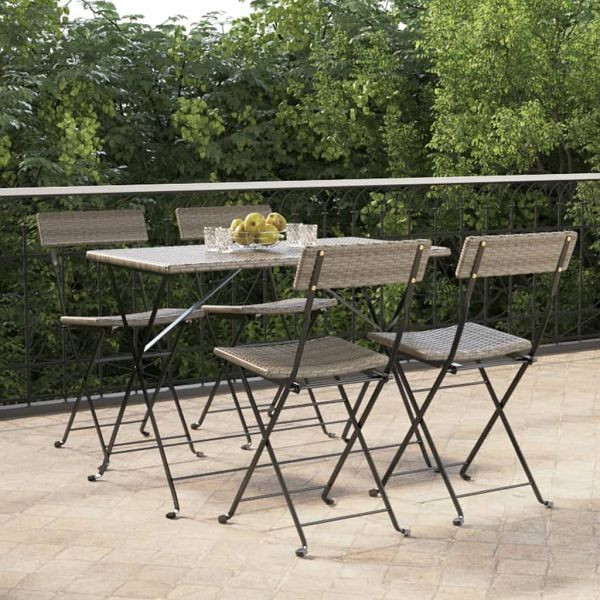vidaXL Bistrostühle 4 Stück Klappbar Grau Poly Rattan und Stahl, 3152118