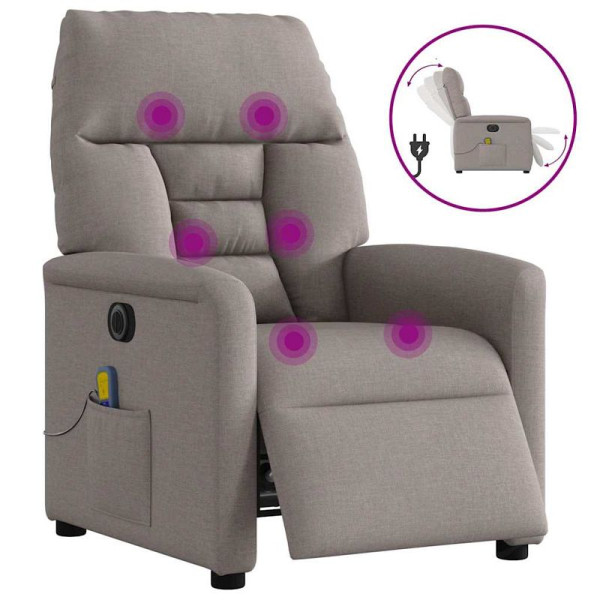 vidaXL Massagesessel Elektrisch Taupe Stoff, 3303029