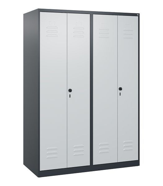 C+P Umkleidespind Classic PLUS SW, 4 Abteile, 1700x1200x500mm, 7016/7035, Drehriegel, 0800027-40 S10011