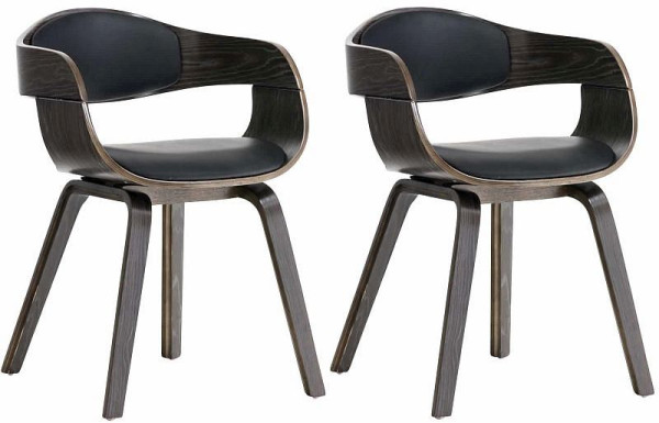 CLP 2er Set Stühle Kingston Kunstleder, schwarz/grau, 319975