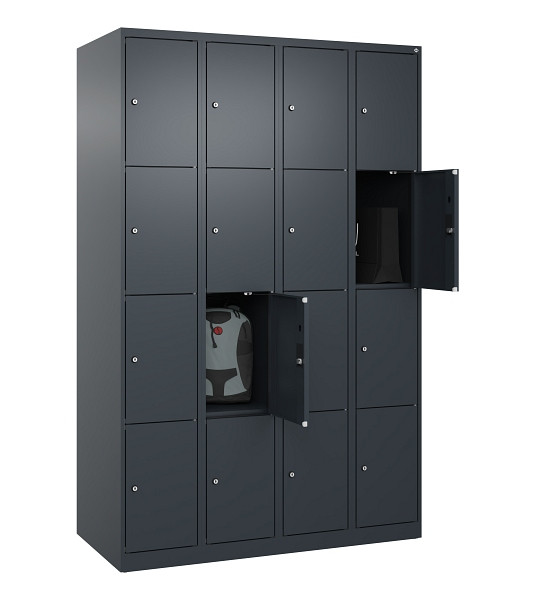 C+P Schließfachschrank Evolo PLUS, 16 Fächer, 1850x1200x500mm, 7016/7016, 049000-404 S10016