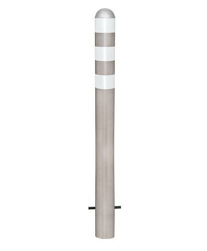 Moravia Ladesäulen Rammschutz-Poller aus Edelstahl, H 800 mm, Reflexringe weiß, zum Einbetonieren, 280380