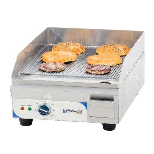 Casselin Griddleplatte kompakt Gerillt, Gehäuse Edelstahl, CPASPMRP