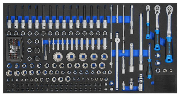 SW-Stahl Werkstattwagensortiment, Steckschlüssel 1/4“, 3/8“, 1/2“, mit Ratschen, 203-teilig, Z3011-3
