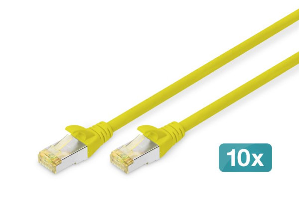 DIGITUS CAT 6A S-FTP Patchkabel, Cu, LSZH AWG 26/7, Länge 0,25 m, gelb, VE: 10 Stück, DK-1644-A-0025-Y-10