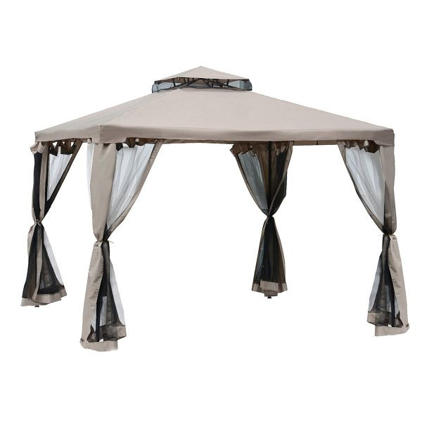 Outsunny Gartenpavillon Pavillon Gartenzelt Festzelt Partyzelt mit 4 x Seitenwand wetterfest Metall + Polyester Grau 2,94 x 2,94 x 2,65 m, 84C-133CG