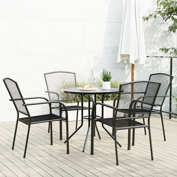 vidaXL Gartenstuhl-Set 5-teilig Stapelbar Pulverbeschichteter Stahl, 3283757