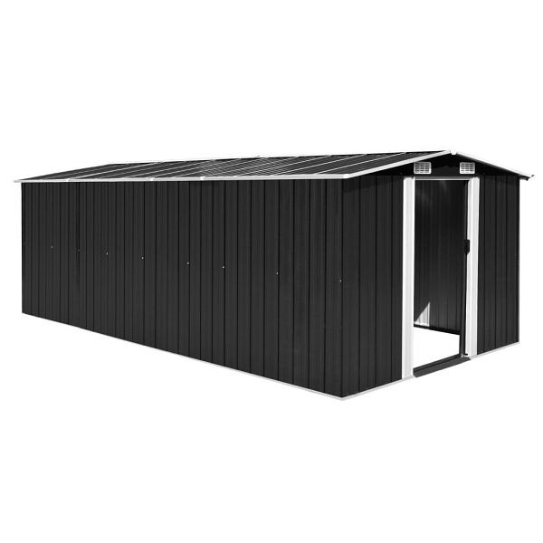 vidaXL Gerätehaus 257x489x181 cm Metall Anthrazit, 143350