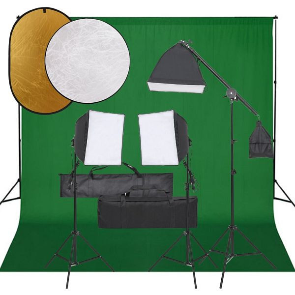 vidaXL Fotostudio-Set mit Beleuchtung, Hintergrund und Reflektor, 3094688
