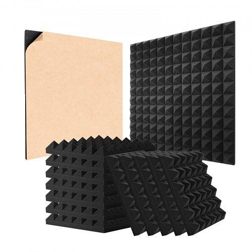 VEVOR Akustikschaumstoff, 48er-Set, 30x30x5cm, selbstklebende Pyramidenwandplatten, für Studiowände/-decken, schwarz, ZZSPMBHSL12WV08RDV0