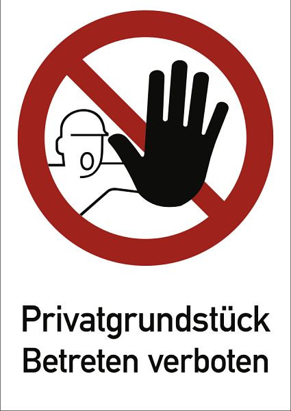 Moedel Privatgrundstück Betreten verboten, Kombischild, Aluminium, 262x371 mm, 98916