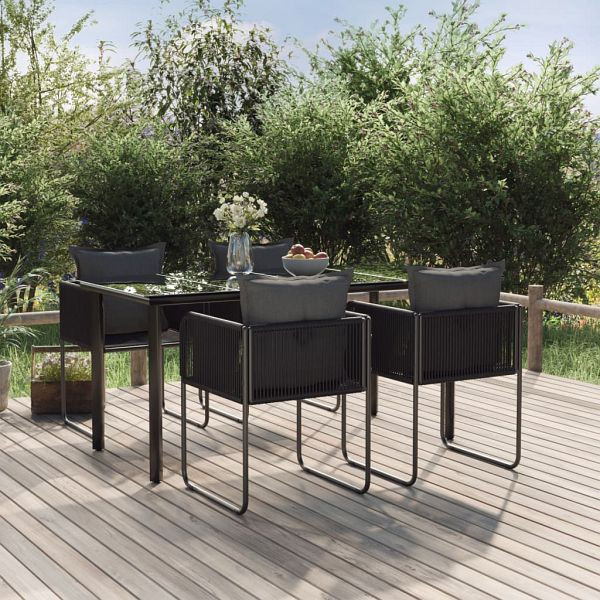 vidaXL 5-tlg. Garten-Essgruppe Schwarz, Top-Qualität, 3156496