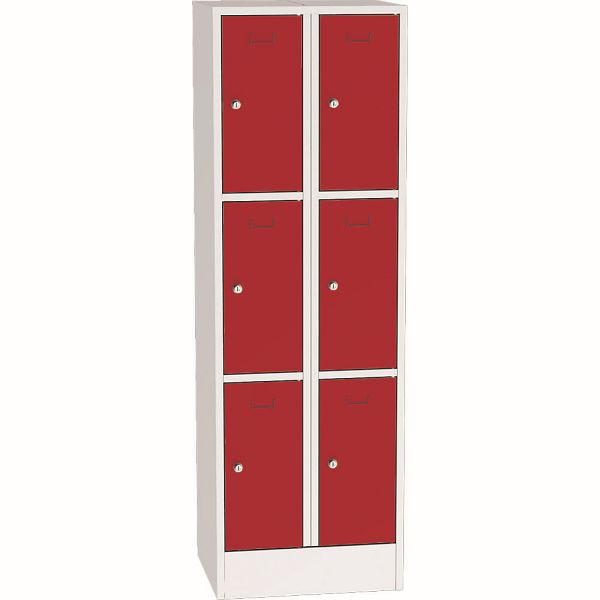 Deskin Schließfach-Stahlschrank SYSTEM SP1 COLOR, Schließfach-Stahlschrank, 2 x 3 Fächer H 1850 x B 600 x T 500 mm, mit Zylinderschloss, Feuerrot, 281903