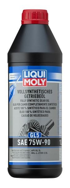 LIQUI MOLY Vollsynthetisches Getriebeöl (GL5) SAE 75W-90, Dose Kunststoff, VE: 1 Liter, 1414