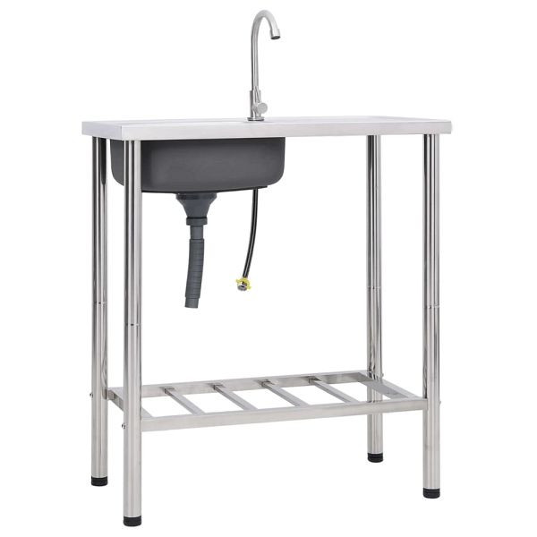 vidaXL Camping-Spüle mit Wasserhahn Edelstahl, 151213