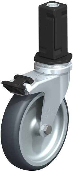 Blickle LRA-TPA 100G-FI-EV04 Apparate-Lenkrolle mit Expander & Feststeller, Thermoplastisches Gummi-Elastomer, Grau, 856286