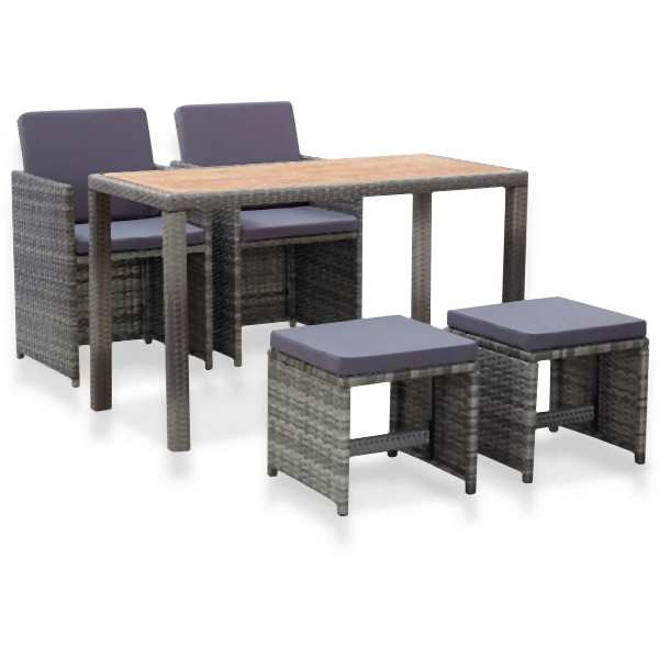 vidaXL 5-tlg. Garten-Essgruppe Poly Rattan Akazie Massivholz Anthrazit, 46368