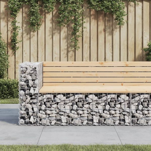 vidaXL Gartenbank aus Gabionen 122x71x65,5 cm Massivholz Kiefer, 834383
